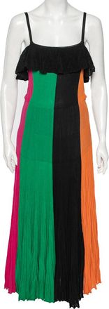 Ferragamo Multicolor Pleated Knit Maxi Dress