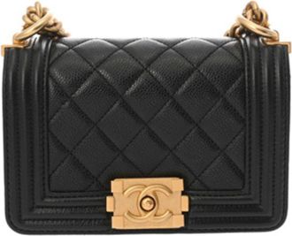 Chanel Black Grained Calfskin Chain/Shoulder Wallet (Pre-Owned)