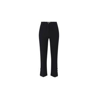 Elisabetta Franchi Cropped Trousers, female, Black, 2XL, Black Smoking Trousers with Satin Bands