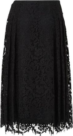 Fendi Macram&eacute; kanten midi rok - Dames - Midirokken - Zwart - 2XS - Katoen - Rokken