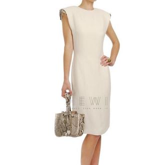 Lanvin Crystal-Embellished Padded Shoulder Dress Size M