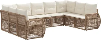 vidaXL Conjunto De Sof&aacute;s De Jard&iacute;n 9 Uds. Beige Y Blanco Crema Vidaxl