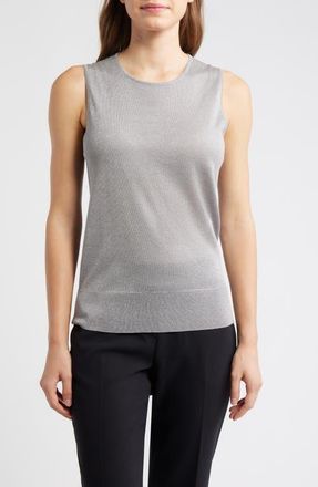 Anne Klein Metallic Sweater Tank in Silver Grey Heather at Nordstrom, Size Medium