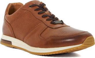 Dune London Mens Trilogy Wf - Wide Fit Suede Lace Up Trainers - Tan Leather - Size UK 12