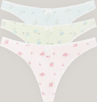 Lounge Pointelle Strings (3-pack) - Pastel Print - XXL