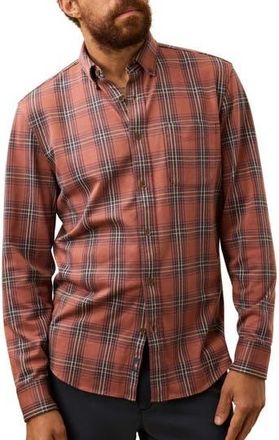 Faherty Coastline Knit Button-Down Shirt in Redwood Nights Plaid at Nordstrom Rack, Size X-Small