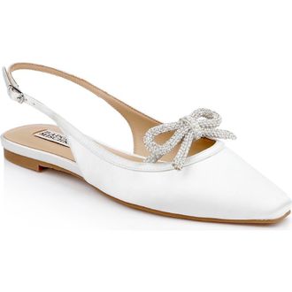 Badgley Mischka Genesis Slingback Flat in White Satin at Nordstrom Rack, Size 6.5
