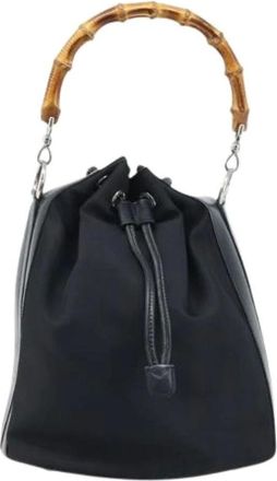 Gucci Pre-owned Bucket Bags, female, Black, Size: ONE SIZE Pre-owned Vintage bamboo bucket bag