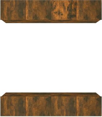 Berkfield Home TV Cabinets 4 pcs Smoked Oak 80x30x30 cm Engineered Wood in Brown | Size: 80 x 30 x 30 cm