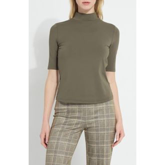 Lyss&eacute; Clara Mock Neck Top in Mosswood at Nordstrom, Size X-Small