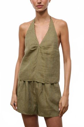 Staud Corso Linen Top In Porto Stripe