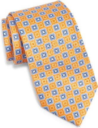 Nordstrom Geometric Print Silk Tie in Orange at Nordstrom