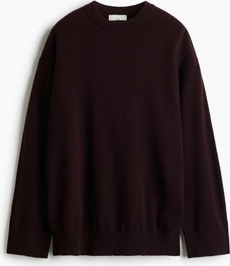 H&M Kaschmirpullover in Oversize - Dunkles Weinrot