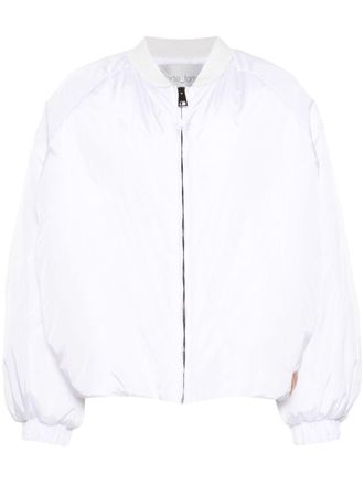 Forte_Forte logo-patch padded bomber jacket - women - Viscose/Polyamide - 0 - White
