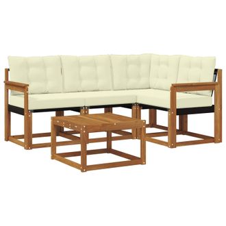 vidaXL Conjunto De Sof&aacute;s De Exterior Con Coj&iacute;n 5 Pcs Natural Y Crema Vidaxl