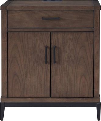 Leick Home Julien Wood Nightstand Table with USB Charger