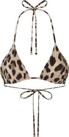 Dolce & Gabbana leopard-print triangle-cup bikini top - women - Elastane/Elastane/Nylon/Nylon - 2 - Neutrals