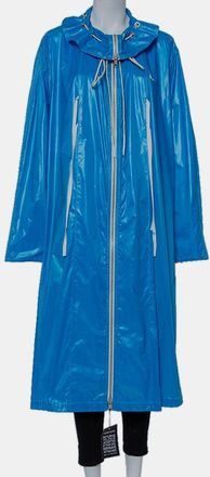 Calvin Klein Blue Synthetic Zip Front Oversized Rain Overcoat