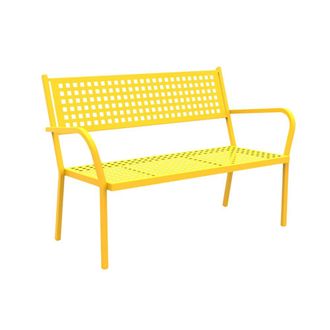 MondoViro Banco de jard&iacute;n apilable de metal amarillo 125x60 cm 77h