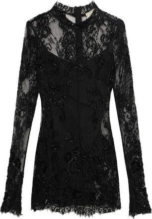Blumarine Embroidered Lace-overlay Midi Dress