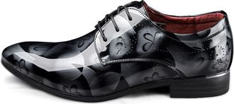 Generic Oxford Shoes for Men Lace Up Brogue Floral Round Toe Derby Shoes Vegan Leather Low Top Non Slip Rubber Sole Slip Resistant Prom(Grau,10.5 UK)