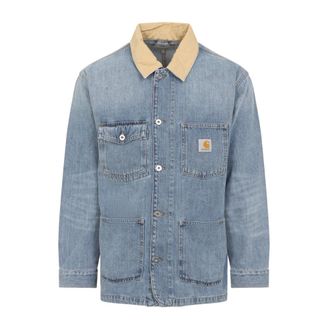 Carhartt Work in Progress Carhartt Wip, Denim Jackets, male, Blue, Size: L Warren Chore Coat
