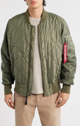 Alpha Industries L-2B Relaxed Water Resistant Quilted Bomber Jacket in Green at Nordstrom, Size Xx-Large
