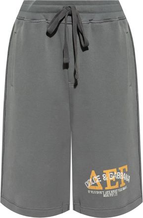 Dolce & Gabbana logo-print track shorts - men - Elastane/Cotton - 46 - Grey