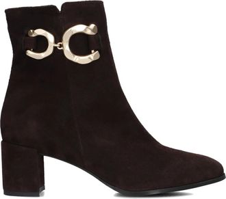 Notre-V Bruine Su&egrave;de Enkellaarsjes Stijlvol Model - Dames - Laarzen met Hak - Bruin - 39 EU - Su&egrave;de - Schoenen
