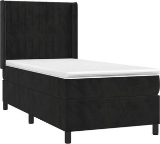 vidaXL Vidaxl - Cama Box Spring Colch&oacute;n Y Led Terciopelo Negro 100x200 Cm