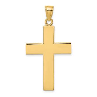 Diamond2Deal 14k Gold Polished Large Block Cross with Open Back Charm Pendant