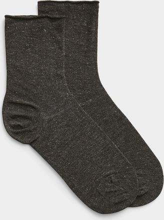 Simons Womens Rolled hem metallic thread socks Exclusive collection from Italy