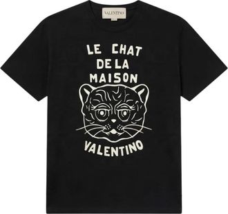 Valentino Le Chat De La Maison T-shirt met print - Dames - Tops - Zwart - Maat: S Katoen