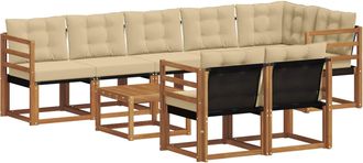 vidaXL Conjunto De Sof&aacute;s De Exterior 9 Uds. Natural Y Beige Vidaxl