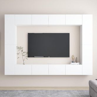 vidaXL Juego De Mueble Para Tv De 8 Piezas Aglomerado Blanco Vidaxl