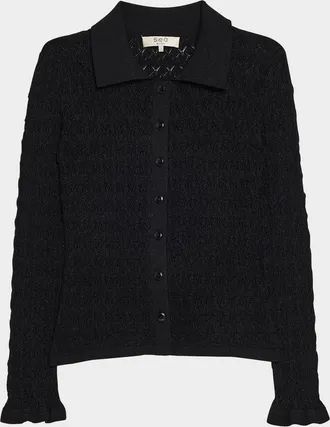 Sea New York Ruby Long-Sleeve Pointelle Knit Cardigan