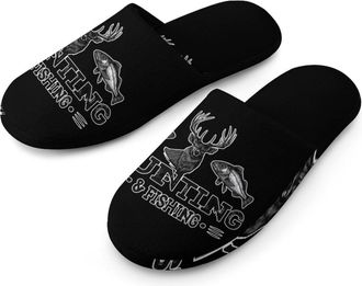 Generic Hunting Deer Fishing Fish Mens House Slippers Slip Indoor Slipper On Shoes Warm Outdoor