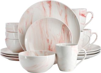 Elama Fine Marble 16 Piece Porcelain Dinnerware Set