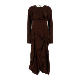 Ganni Midi Dresses, female, Brown, Size: L Satin Midi Dress