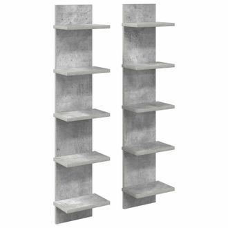 vidaXL Estante De Pared 2 Uds. Gris Hormig&oacute;n 22 X 15 X 100 Cm Vidaxl