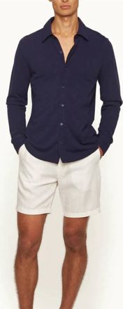 Orlebar Brown Giles Pique Gd Shirt In Deep Ink Blue