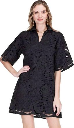 Jade Yoga Lace High Neck Tunic Dress In Black
