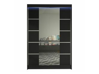 Mirjan24 Mobilier1 - Armario Closico 151, Negro, 200x120x58cm, Puertas De Armario: Correderas, N&uacute;mero De Estantes: 0, Led