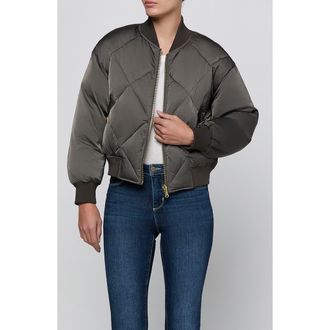 L'agence Violeta Reversible Bomber Jacket in Gry Olive/charcoal Herringbone at Nordstrom, Size Xx-Large