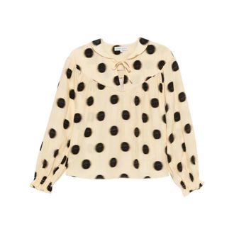 Stine Goya Sgt220 2526 Dots Blouse - female - Stine Goya - Blouses - Beige - S - Blouses & Shirts