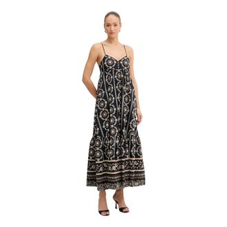 Twinset Vestido Largo con Broderie Anglaise - Dresses - Mujer - Negro - XS