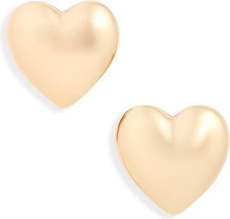 Open Edit Puffy Heart Stud Earrings in Gold at Nordstrom