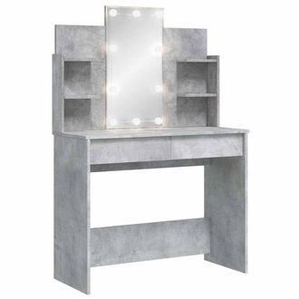 Berkfield Home Dressing Table with LED Lights Concrete Grey 96x40x142 cm | Size: 96 x 40 x 142 cm
