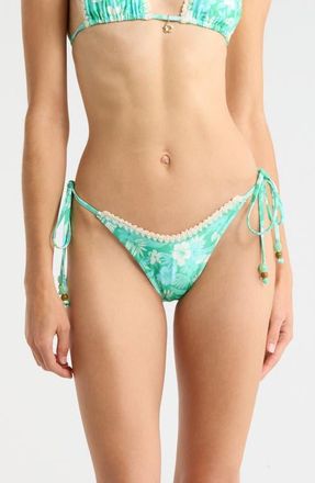 Kulani Kinis Crochet Dipped Side Tie Bikini Bottoms in Barefoot Breeze at Nordstrom, Size X-Large
