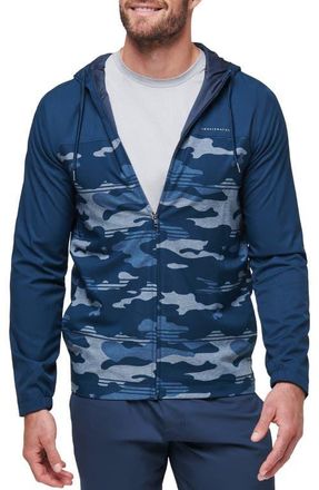 Travis Mathew Camo Zip Hoodie in Blue Nights at Nordstrom, Size Xx-Large